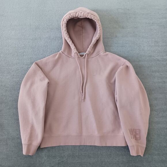 Alexander Wang Hoodie Sweater Womens M Mauve Pink Foundation Terry Logo Casual - Picture 11 of 11